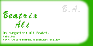 beatrix ali business card